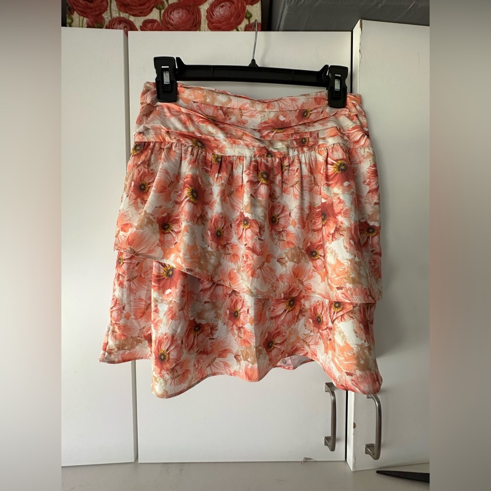 🌸 Express Floral Faux Wrap Tiered Mini Skirt Size 6 NWT